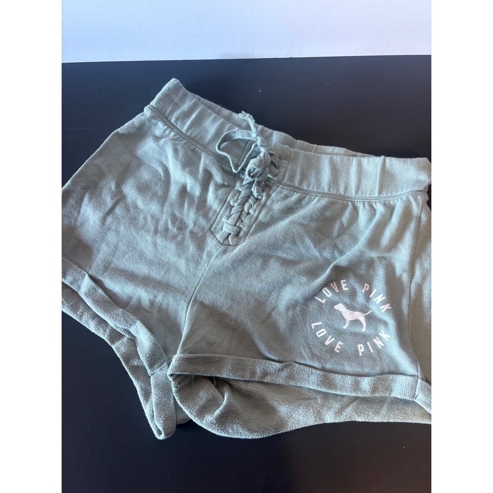 Victorias Secret PINK Lace Up Front Lounge Shorts Sage Green Small